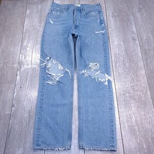 AGOLDE 90s Fit Jeans Women 26 Light Wash Distressed High Rise Straight Leg